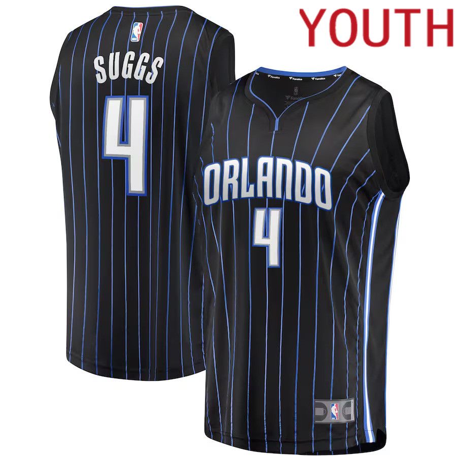 Youth Orlando Magic #4 Jalen Suggs Fanatics Branded Black Draft First Round Pick Fast Break Replica NBA Jersey->youth nba jersey->Youth Jersey